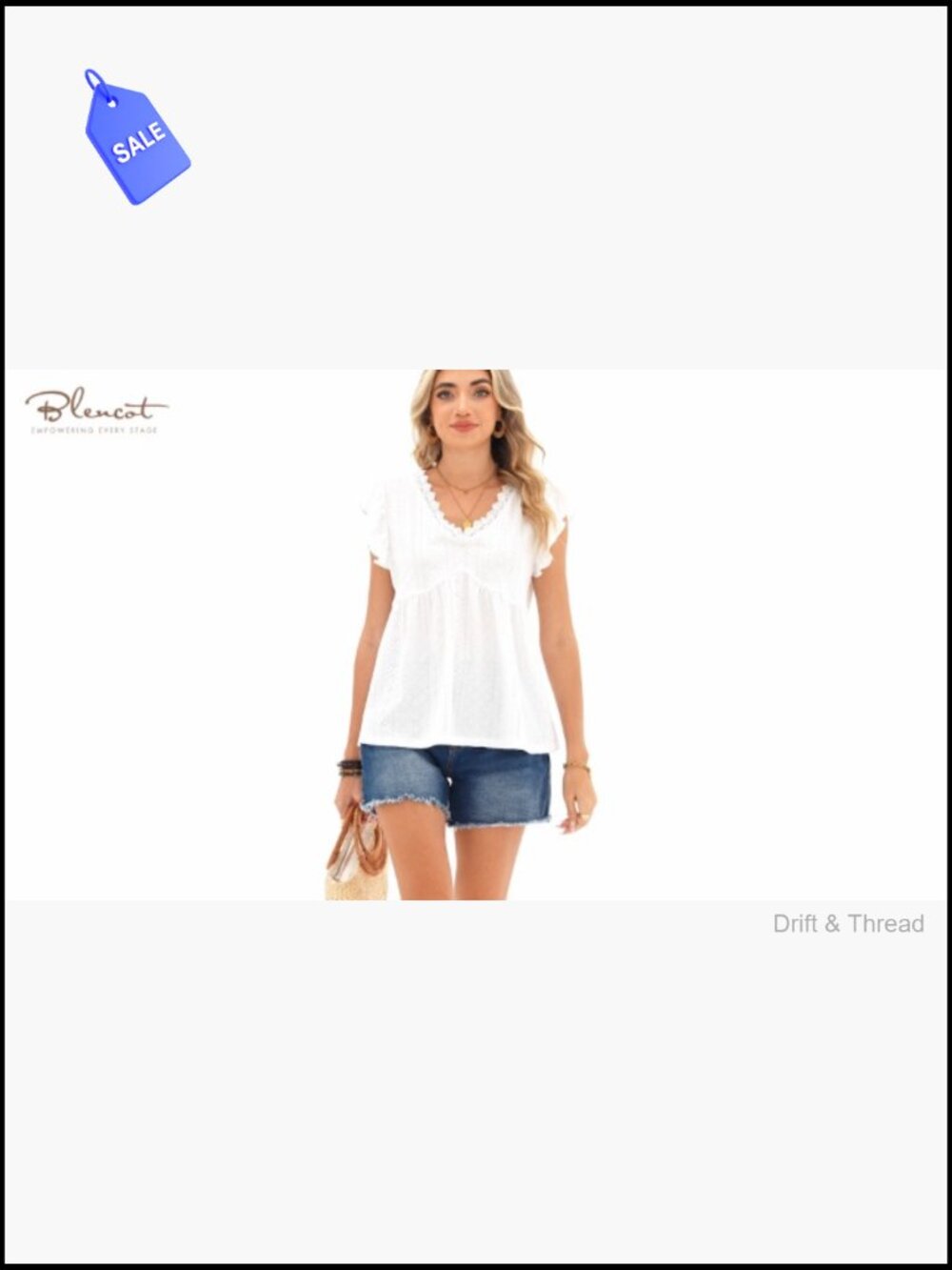 Boho Lace V-Neck Ruffle Camisole Tank Top - Textured Sleeveless Blouse - Picture 7 of 7